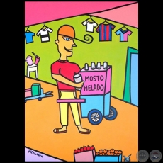 Vendedor de Mosto, Mercado 4 - Pintura de Virginia Rojas Holden - Año: 2013